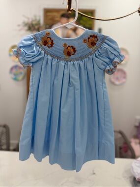 Smocked Blue Turkey Dress